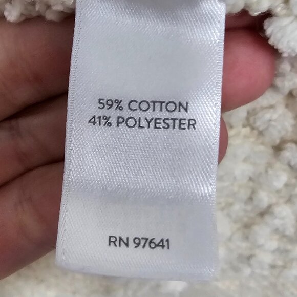 J Jill Cream Popcorn Chenille Sweater Fisherman Shawl Collar Preppy M - Picture 10 of 12